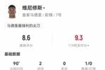 维尼修斯本场4射2正进2球 15对抗6成功+4犯规 8.6分全场最高